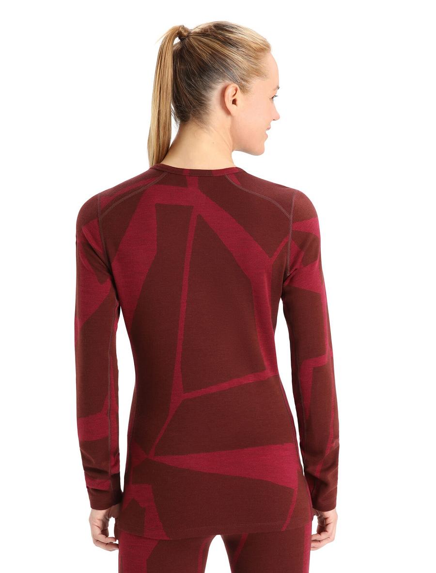 Espresso / Cherry Icebreaker Merino 250 Vertex Long Sleeve Crewe Thermal Top Fractured Landscapes Women's One Piece & Sets | AU 1789KORI